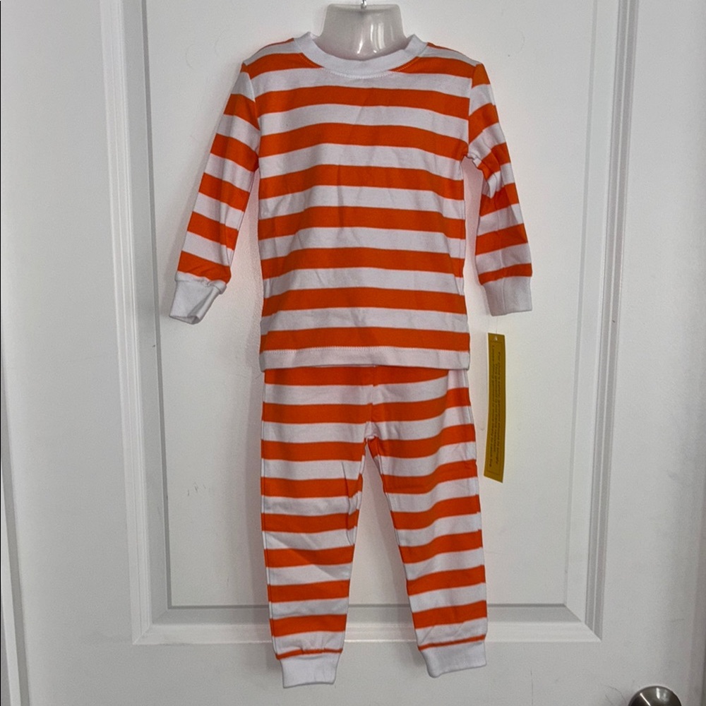 Orange and White Striped Pajama Set